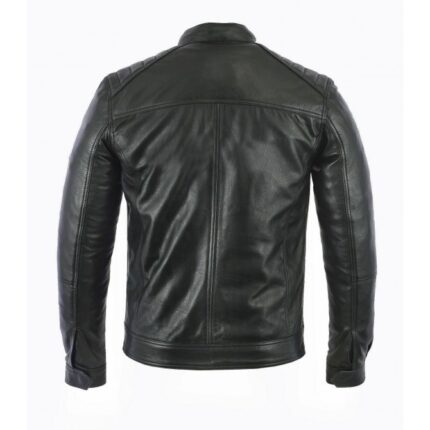 Men Leather Jacket David Beckham Style - Black