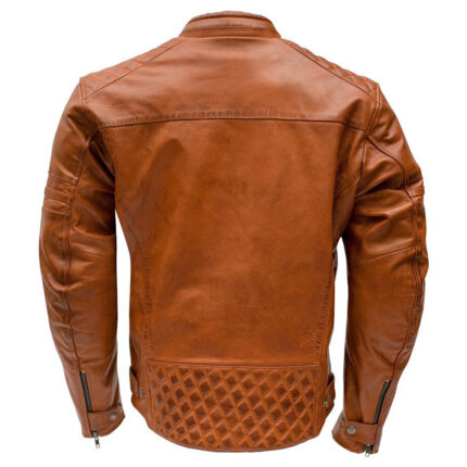 Men Vintage Leather Jacket Optimistic Biker - Brown