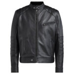 Black Leather Jacket Riser Men Biker Jacket - Black