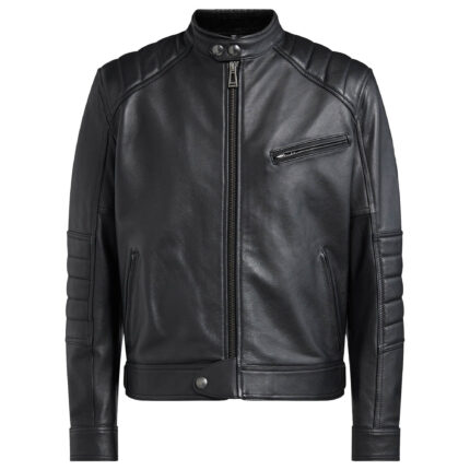 Black Leather Jacket Riser Men Biker Jacket - Black