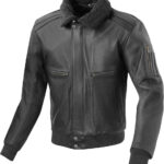 Motorcycle Leather Jacket Aviator Men Riding Jacket - Black