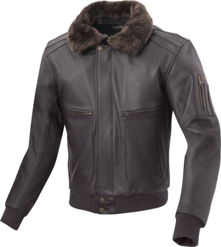 Motorcycle Leather Jacket Aviator Men Riding Jacket - Dark Brown