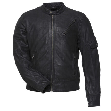 Black Leather Motorcycle Jacket for Men