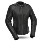 Women Vintage Leather Jacket Classic Biker