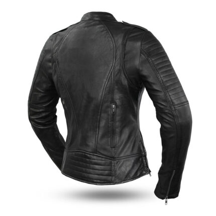 Women Vintage Leather Jacket Classic Biker