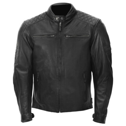 Men Vintage Leather Jacket Optimistic Biker - Black