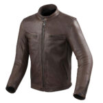 Leather Bomber Motorcycle Jacket - Brown