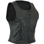 Women Leather Swat Vest Perforated Motorcycle Vest