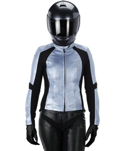 Women Leather Race Suit Stella Vika 2 Piece Suit - Metallic Blue