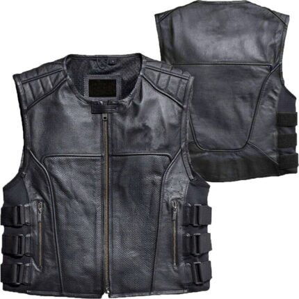 Leather Swat Vest Men Commando Motorcycle Vest