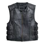 Leather Swat Vest Men Commando Motorcycle Vest