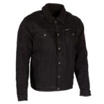 Men Trucker Jacket Motorcycle Denim Sherpa- Black