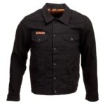 Men Motorcycle Denim Jacket Trucker Jacket - Black