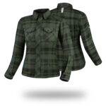 Ladies Motorcycle Shirts Reinforced Denim Shirt - Green