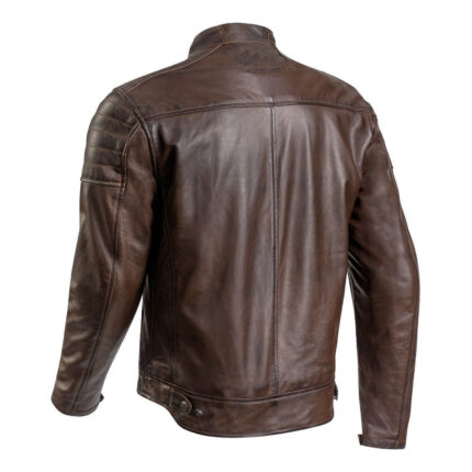 Distressed Leather Jacket Men Cafe Racer Retro Jacket- Brown