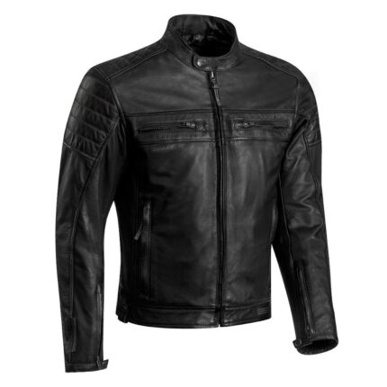 Distressed Leather Jacket Men Cafe Racer Retro Jacket