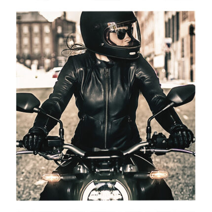 Ladies Leather Jacket Gal Motorcycle Jacket - Black