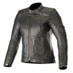 Ladies Leather Jacket Gal Motorcycle Jacket - Black