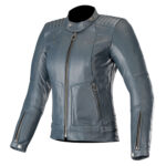 Ladies Leather Jacket Gal Motorcycle Jacket - Blue