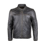 Motorcycle Leather Jacket Men Traditional Jacket - Grey