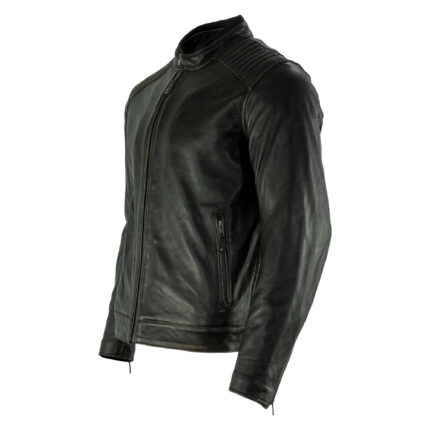 Classic Motorcycle Leather Jacket For Men - Black