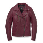 Women Leather Jacket Harley-Davidson Bezel Collar - Oxi-Blood