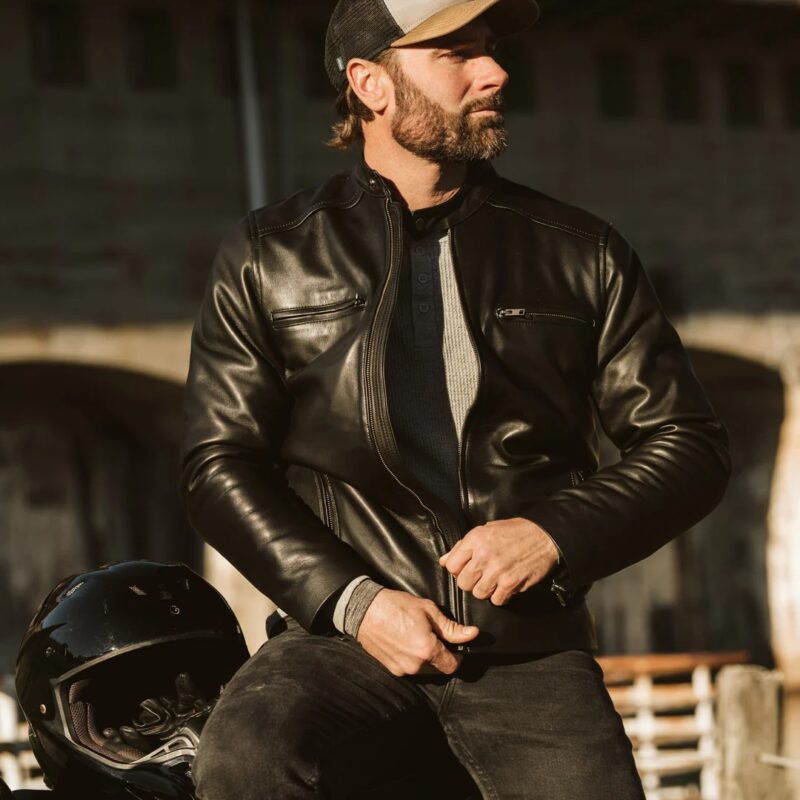 Moto Leather Jacket For Men - Black