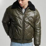 Heritage Leather Puffer Jacket For Men