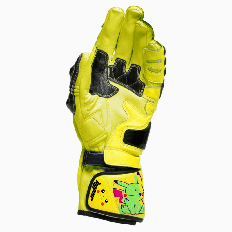 pikachu edition leather race gloves for men and women and kids