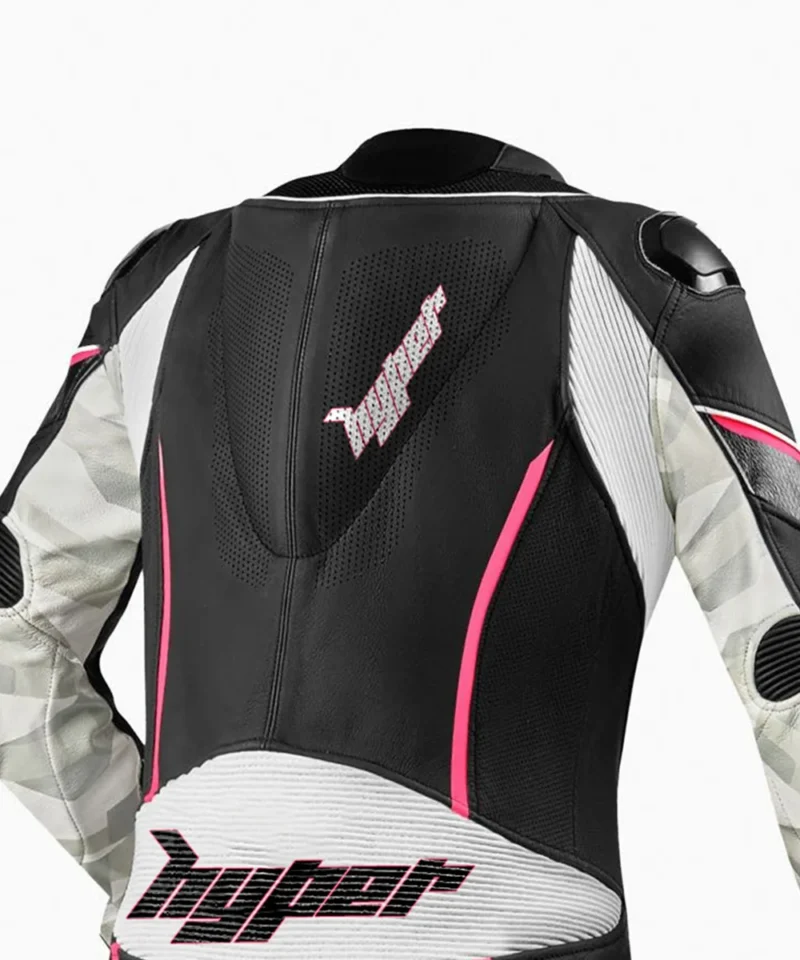 Motorbike Leather Race Suit Women Xena 1 PC Suit - Black Pink