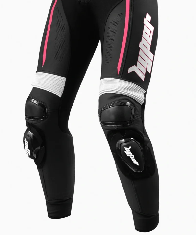 Motorbike Leather Race Suit Women Xena 1 PC Suit - Black Pink