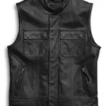 Motorcycle Leather Vest - Men Foster Gilet