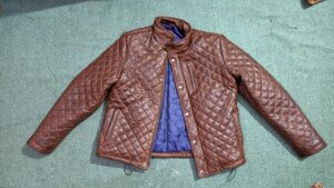 men quilted puffer leather jacket