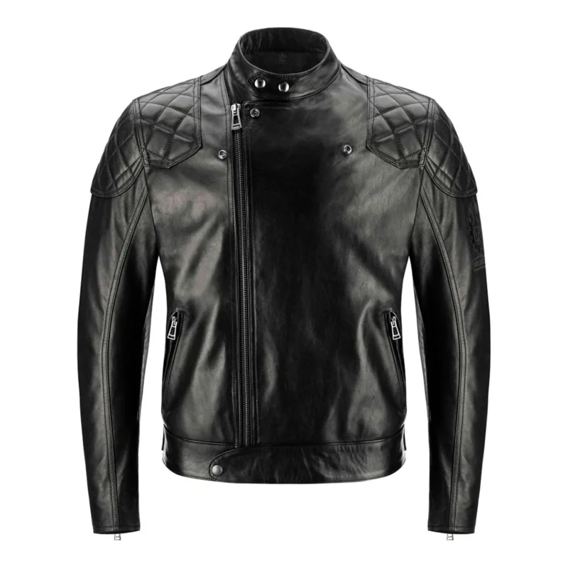 Bull Leather Jacket Men Moto Biker Jacket - Black
