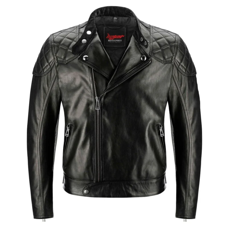 Bull Leather Jacket Men Moto Biker Jacket - Black