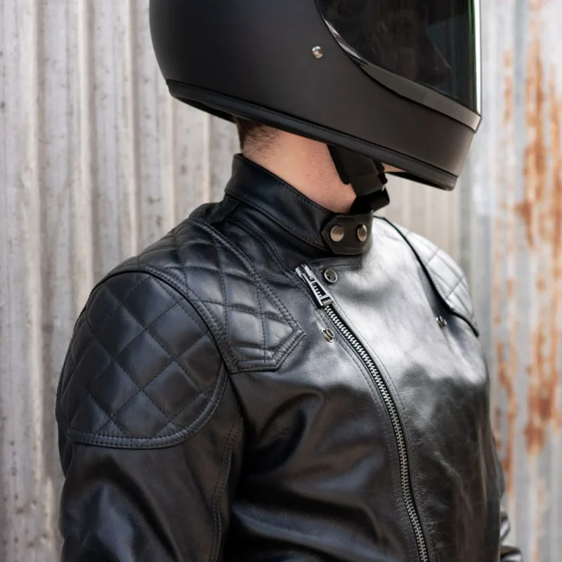 Bull Leather Jacket Men Moto Biker Jacket - Black
