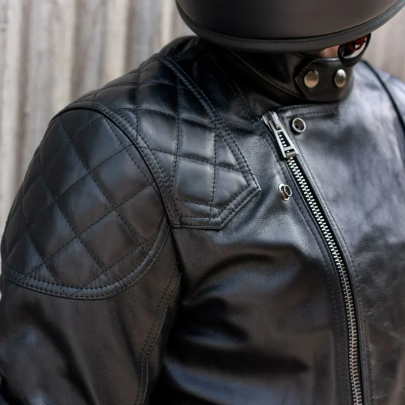 Bull Leather Jacket Men Moto Biker Jacket - Black