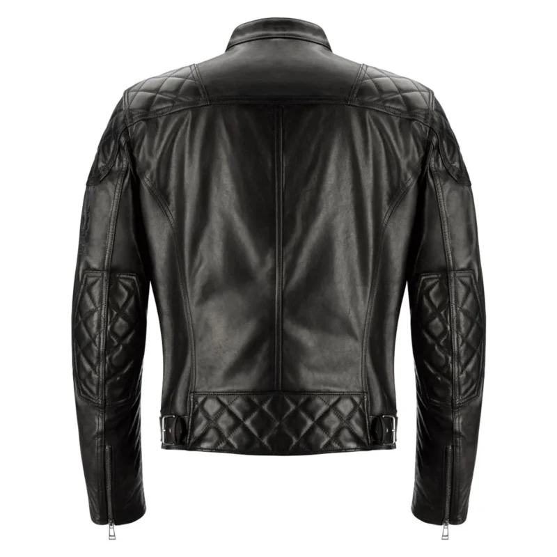 Bull Leather Jacket Men Moto Biker Jacket - Black