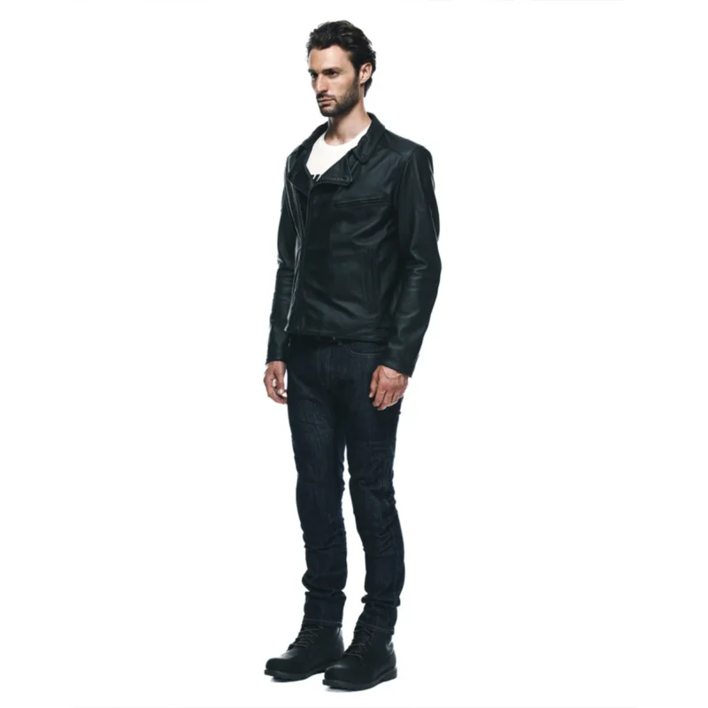 Men Motorcycle Leather Jacket CHIDO Black