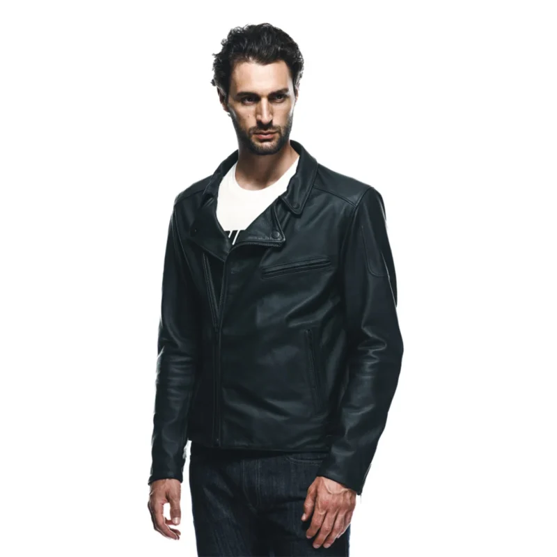 Men Motorcycle Leather Jacket CHIDO Black