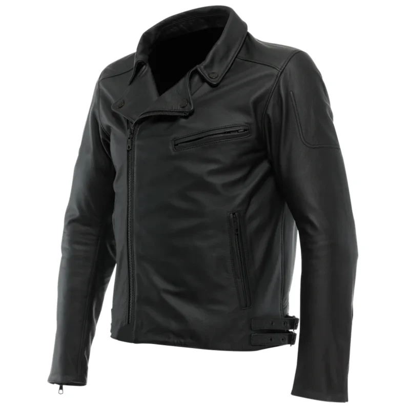 Men Motorcycle Leather Jacket CHIDO Black