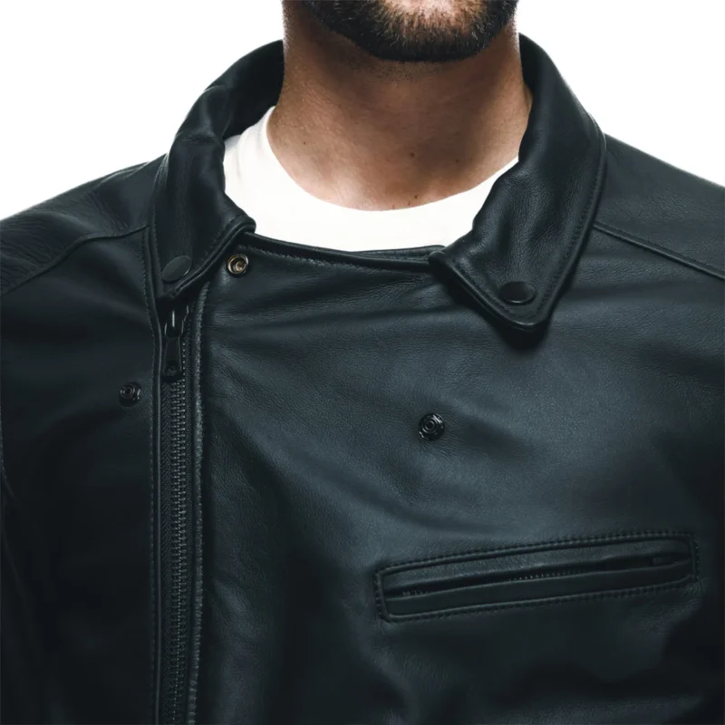 Men Motorcycle Leather Jacket CHIDO Black