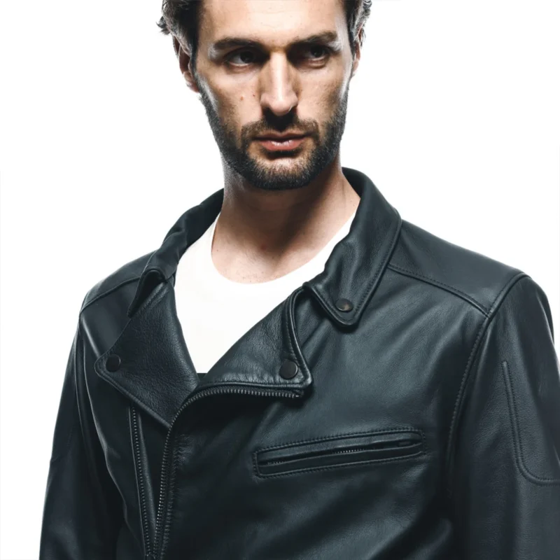 Men Motorcycle Leather Jacket CHIDO Black