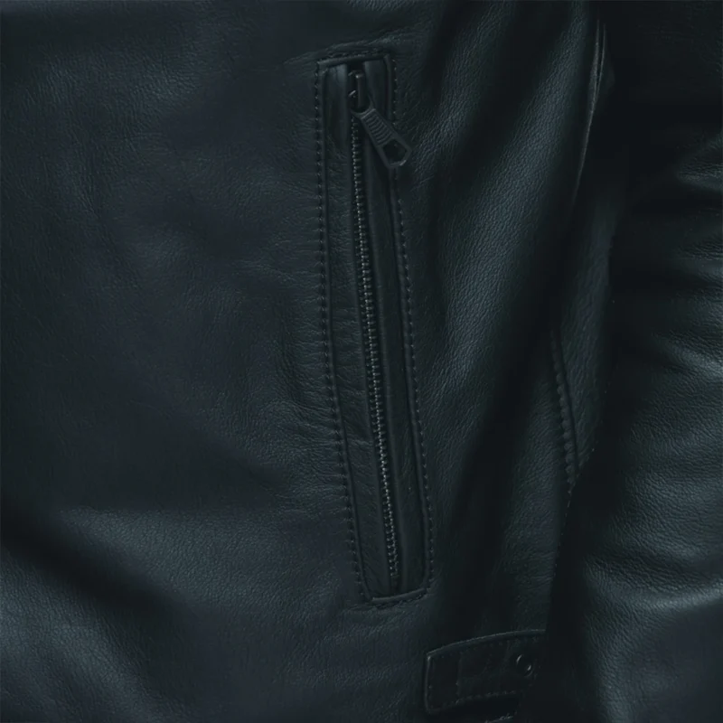 Men Motorcycle Leather Jacket CHIDO Black