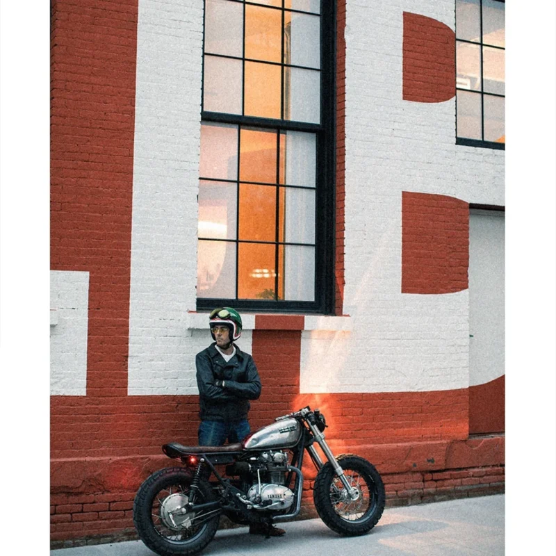 Men Motorcycle Leather Jacket CHIDO Black