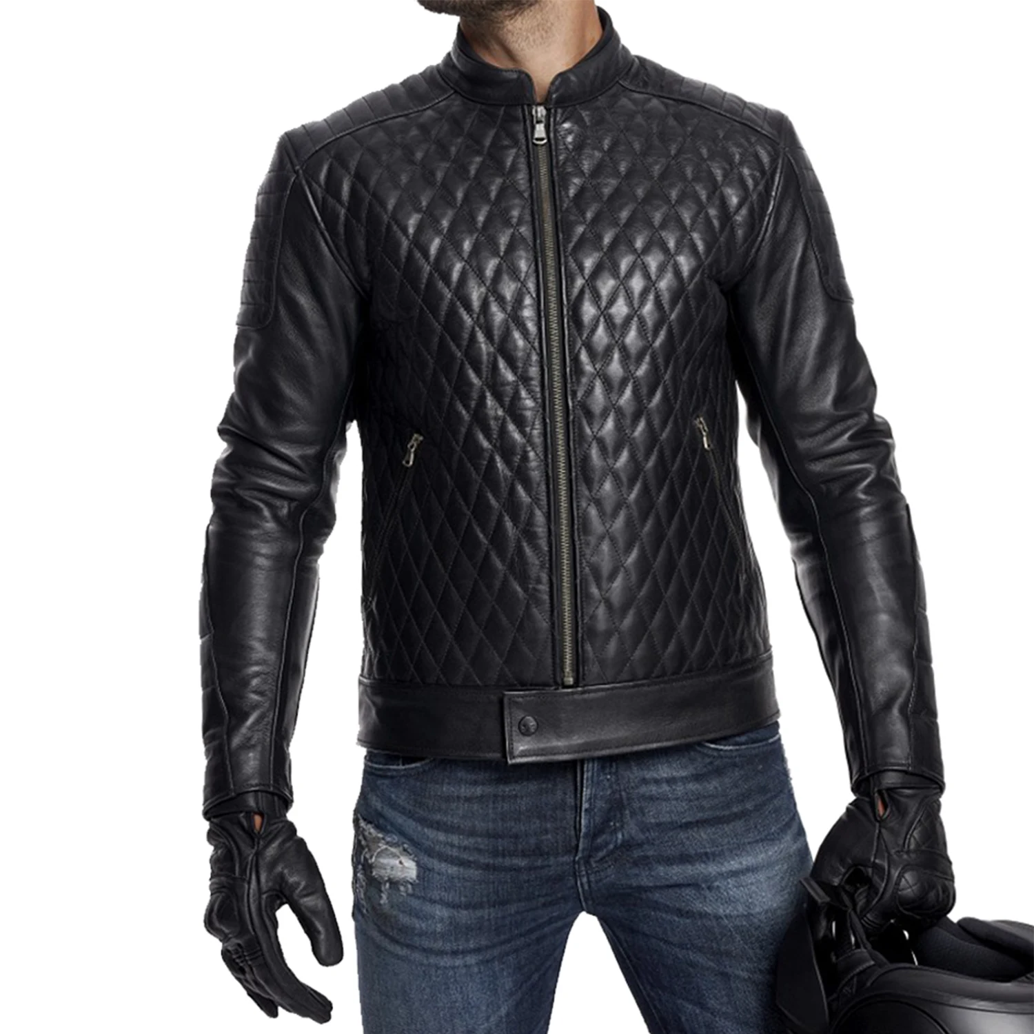 HYPER Suburra Mens Motorcycle Leather Jacket – Black