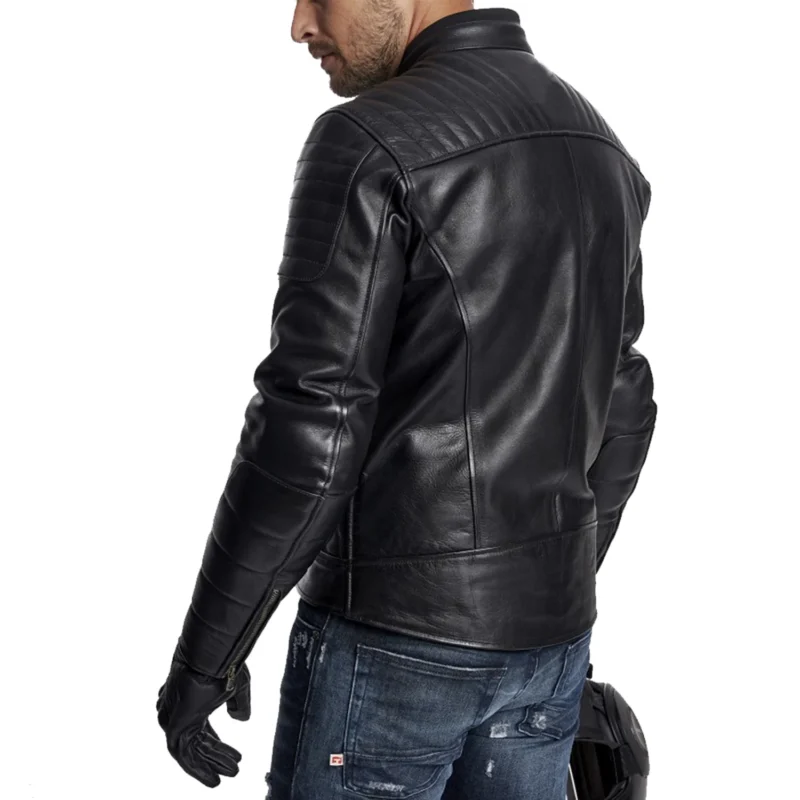 HYPER Suburra Mens Motorcycle Leather Jacket – Black