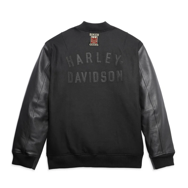 Men Harley Varsity Jacket Classic Biker Jacket - Black