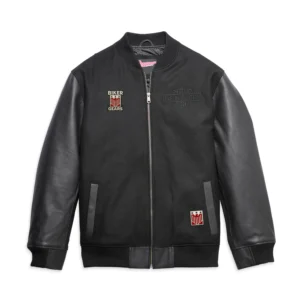 Men Harley Varsity Jacket Classic Biker Jacket - Black