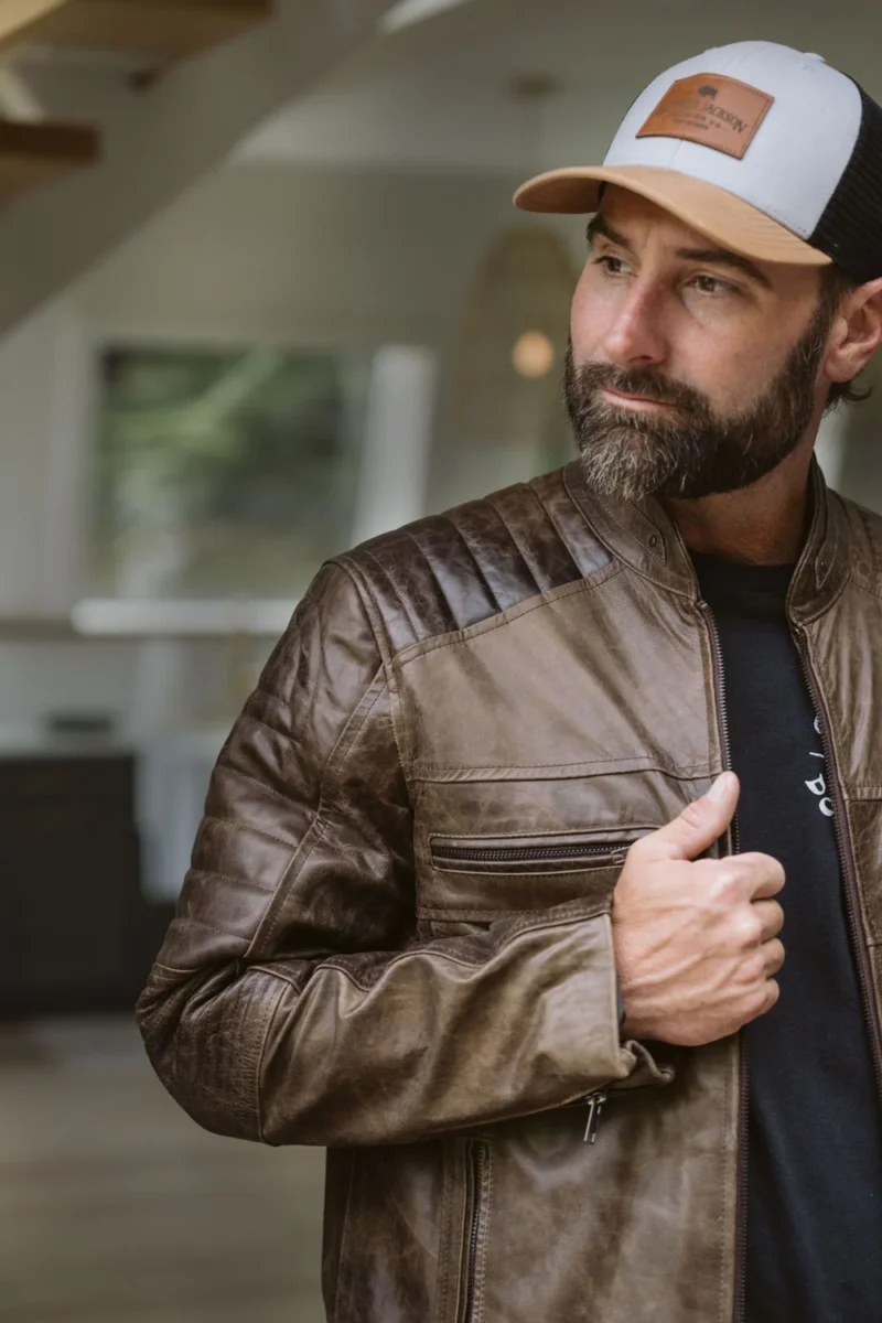 Vintage Moto Jacket Cafe Racer Leather - Distressed Brown